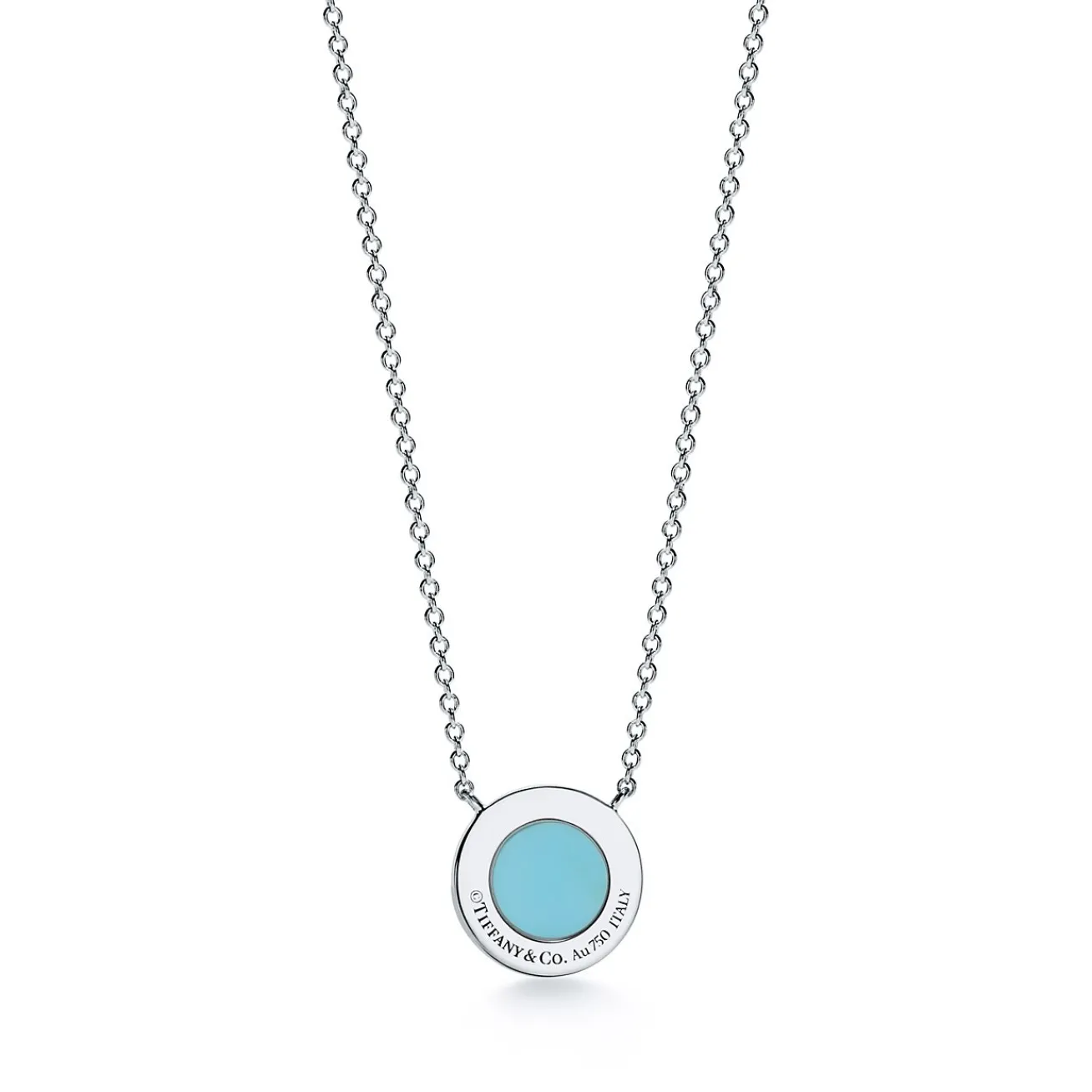 Tiffany & Co. Tiffany T diamond and turquoise circle pendant in 18k white gold, small. | ^ Necklaces & Pendants|Dainty Jewelry