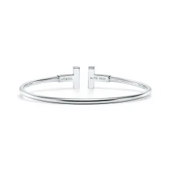 Tiffany & Co. Tiffany T diamond and turquoise wire bracelet in 18k white gold, medium. | ^ Bracelets|Dainty Jewelry