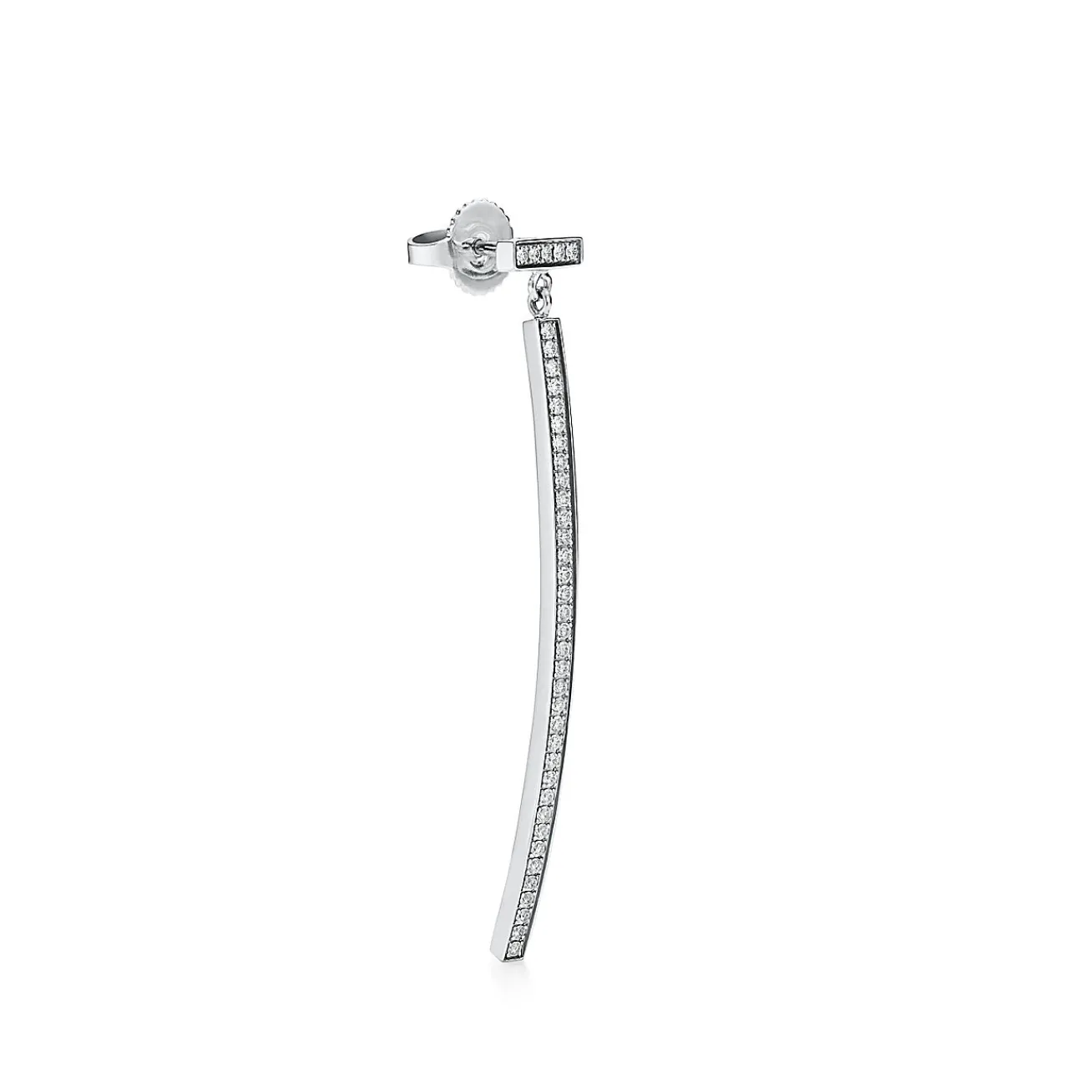 Tiffany & Co. Tiffany T diamond bar earrings in 18k white gold. | ^ Earrings|Diamond Jewelry