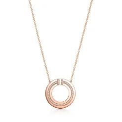 Tiffany & Co. Tiffany T diamond circle pendant in 18k rose gold. | ^ Necklaces & Pendants|Rose Gold Jewelry