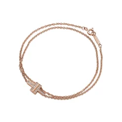 Tiffany & Co. Tiffany T diamond double chain bracelet in 18k rose gold, medium. | ^ Bracelets|Rose Gold Jewelry