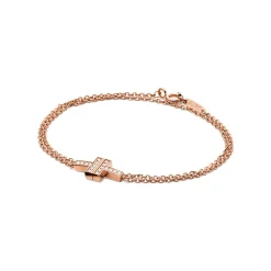 Tiffany & Co. Tiffany T diamond double chain bracelet in 18k rose gold, medium. | ^ Bracelets|Rose Gold Jewelry