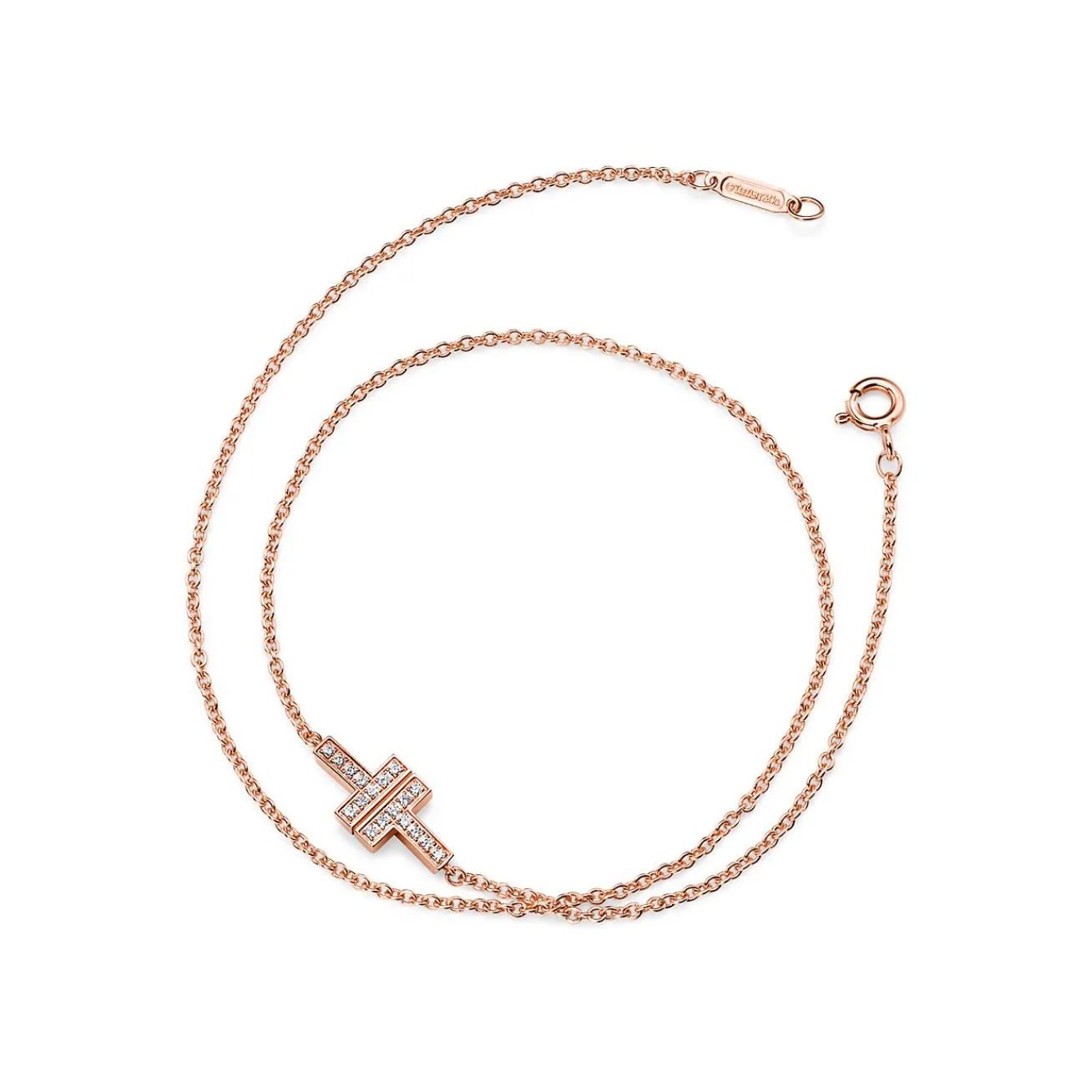 Tiffany & Co. Tiffany T diamond double chain bracelet in 18k rose gold, medium. | ^ Bracelets|Rose Gold Jewelry