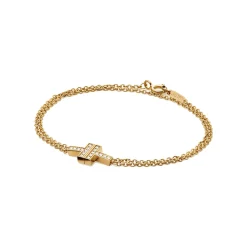 Tiffany & Co. Tiffany T diamond double chain bracelet in 18k gold, medium. | ^ Bracelets|Gold Jewelry