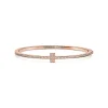 Tiffany & Co. Tiffany T diamond hinged wire bangle in 18k rose gold, medium. | ^ Bracelets|Rose Gold Jewelry