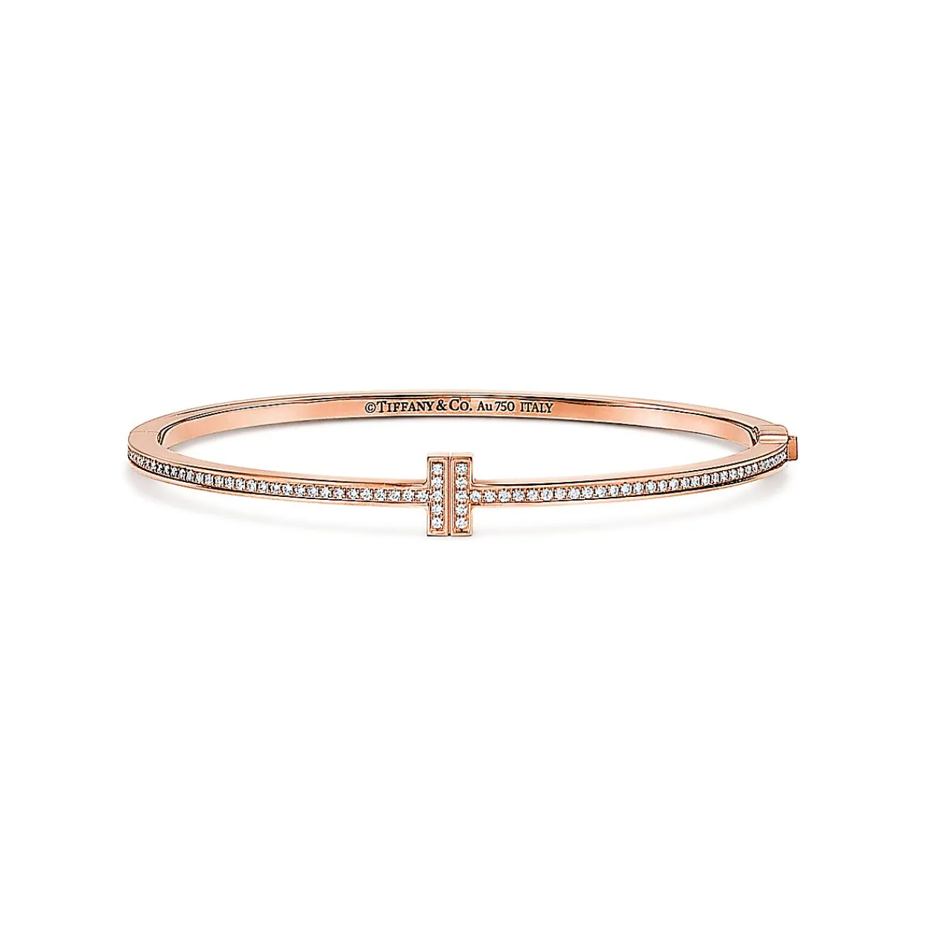 Tiffany & Co. Tiffany T diamond hinged wire bangle in 18k rose gold, medium. | ^ Bracelets|Rose Gold Jewelry
