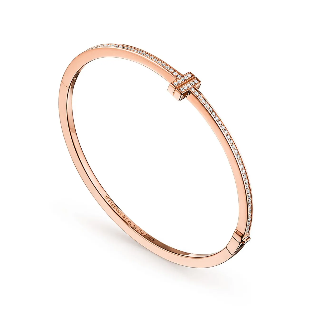 Tiffany & Co. Tiffany T diamond hinged wire bangle in 18k rose gold, medium. | ^ Bracelets|Rose Gold Jewelry