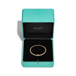 Tiffany & Co. Tiffany T diamond hinged wire bangle in 18k gold, medium. | ^ Bracelets|Gold Jewelry