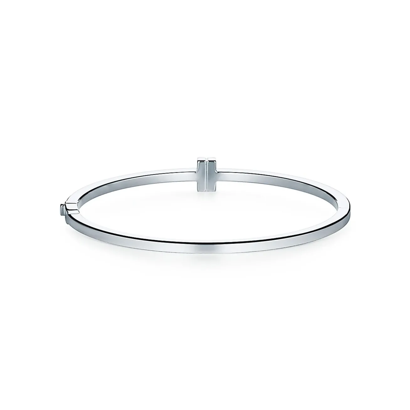 Tiffany & Co. Tiffany T diamond hinged wire bangle in 18k white gold, medium. | ^ Bracelets|Diamond Jewelry