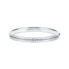 Tiffany & Co. Tiffany T diamond hinged bangle in 18k white gold, medium. | ^ Bracelets|Diamond Jewelry