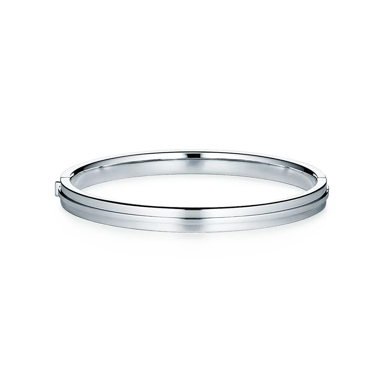 Tiffany & Co. Tiffany T diamond hinged bangle in 18k white gold, medium. | ^ Bracelets|Diamond Jewelry