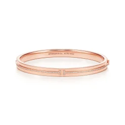 Tiffany & Co. Tiffany T diamond hinged bangle in 18k rose gold, small. | ^ Bracelets|Rose Gold Jewelry