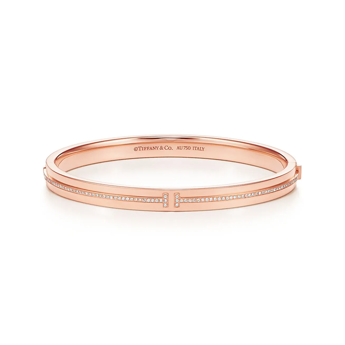 Tiffany & Co. Tiffany T diamond hinged bangle in 18k rose gold, small. | ^ Bracelets|Rose Gold Jewelry