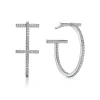 Tiffany & Co. Tiffany T diamond hoop earrings in 18k white gold, medium. | ^ Earrings|Hoop Earrings