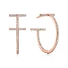 Tiffany & Co. Tiffany T diamond hoop earrings in 18k rose gold, medium. | ^ Earrings|Hoop Earrings
