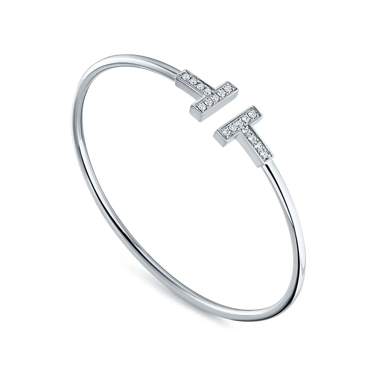 Tiffany & Co. Tiffany T diamond wire bracelet in 18k white gold, medium. | ^ Bracelets|Men's Jewelry