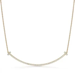 Tiffany & Co. Tiffany T extra large smile pendant in 18k gold with diamonds. | ^ Necklaces & Pendants|Men's Jewelry
