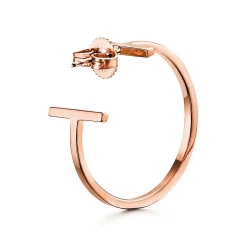 Tiffany & Co. Tiffany T hoop earrings in 18k rose gold, medium. | ^ Earrings|Hoop Earrings