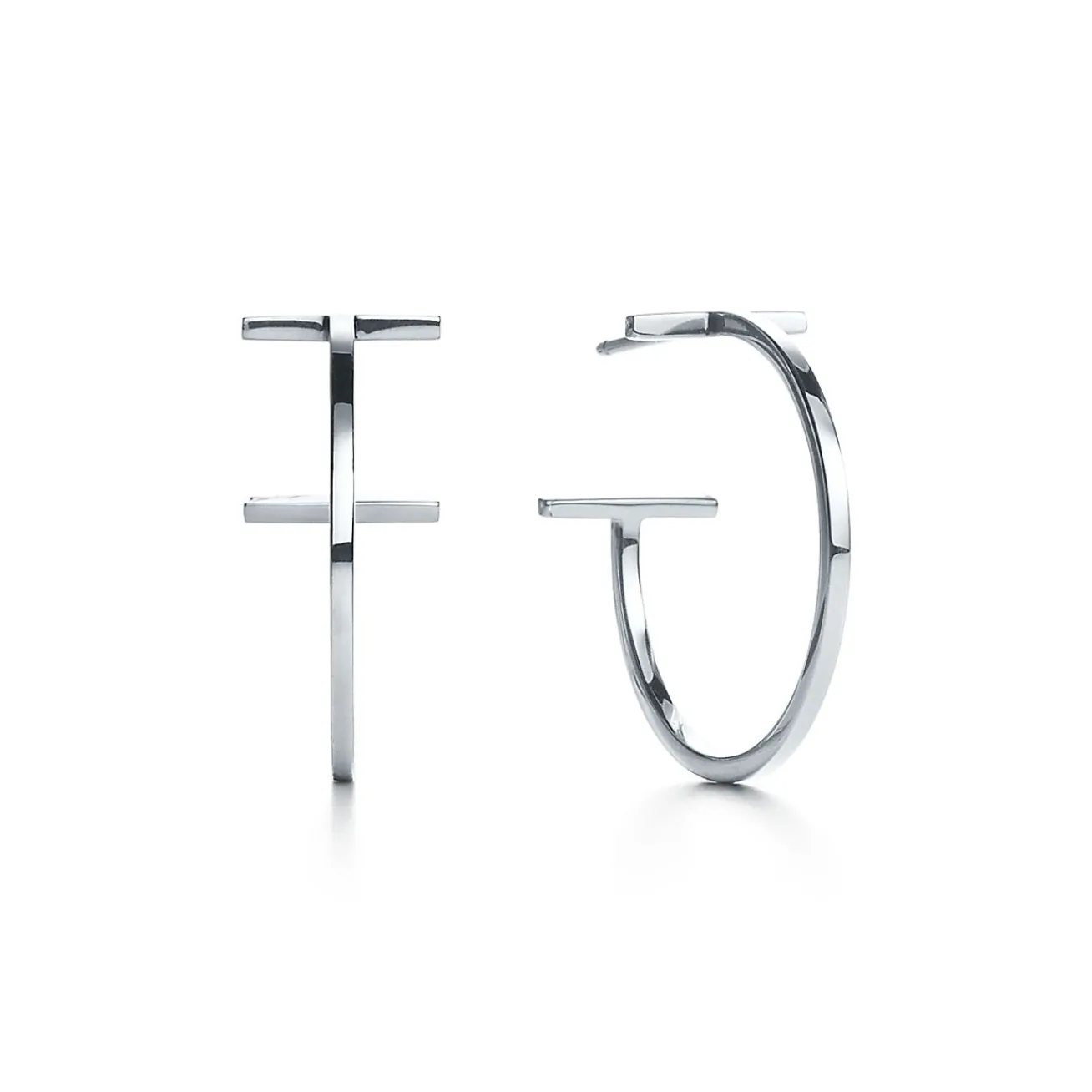 Tiffany & Co. Tiffany T hoop earrings in 18k white gold, medium. | ^ Earrings|Hoop Earrings