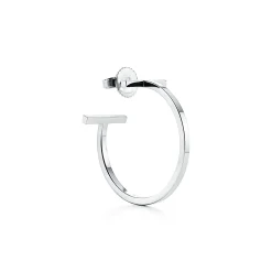 Tiffany & Co. Tiffany T hoop earrings in 18k white gold, medium. | ^ Earrings|Hoop Earrings