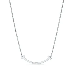 Tiffany & Co. Tiffany T medium smile pendant in 18k white gold with diamonds. | ^ Necklaces & Pendants|Gifts for Her