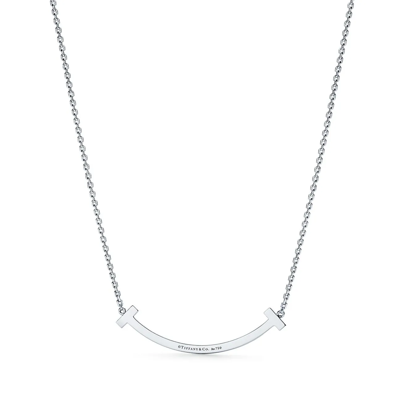 Tiffany & Co. Tiffany T medium smile pendant in 18k white gold with diamonds. | ^ Necklaces & Pendants|Gifts for Her