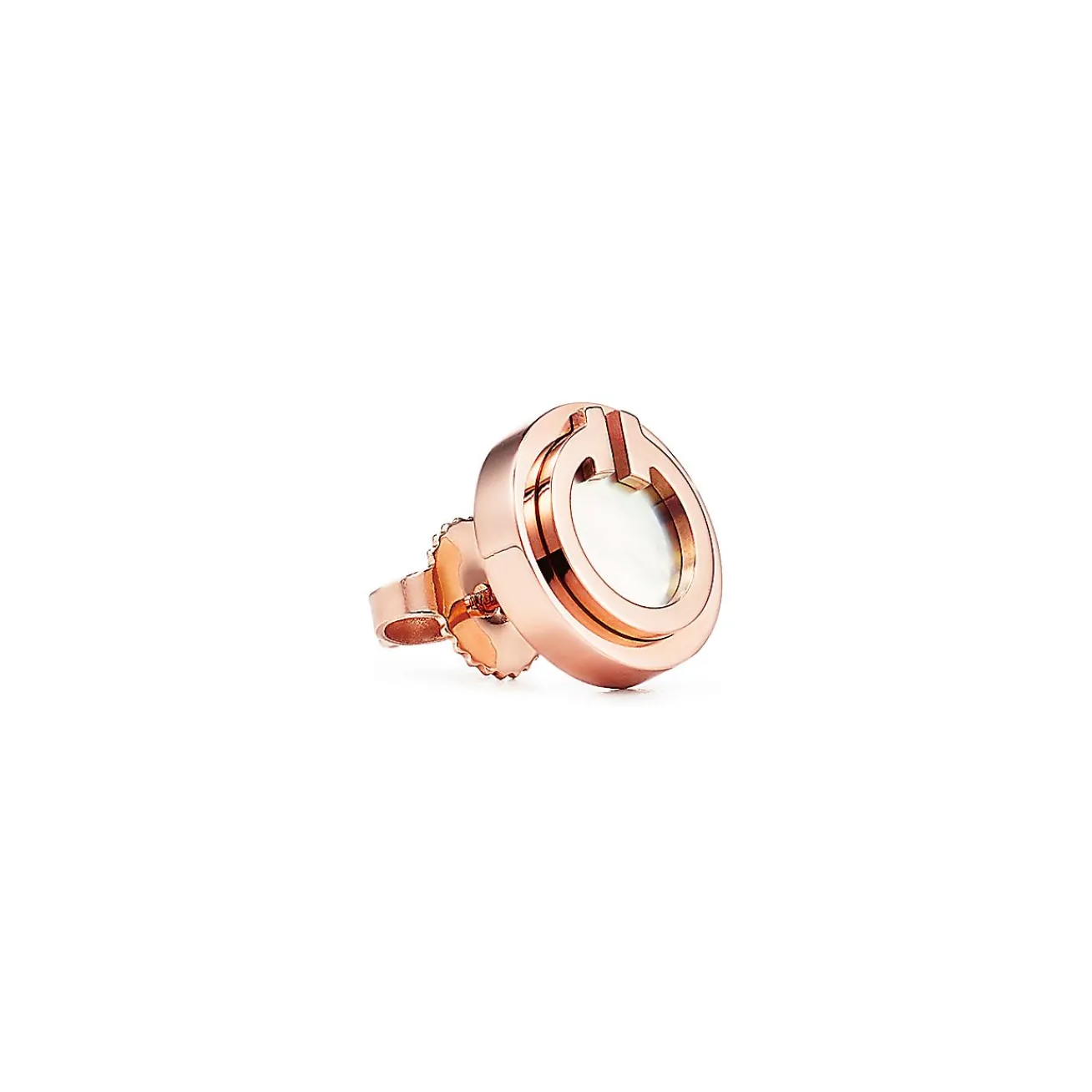 Tiffany & Co. Tiffany T mother-of-pearl circle earrings in 18k rose gold. | ^ Earrings|Rose Gold Jewelry