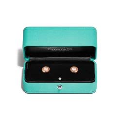 Tiffany & Co. Tiffany T mother-of-pearl circle earrings in 18k rose gold. | ^ Earrings|Rose Gold Jewelry