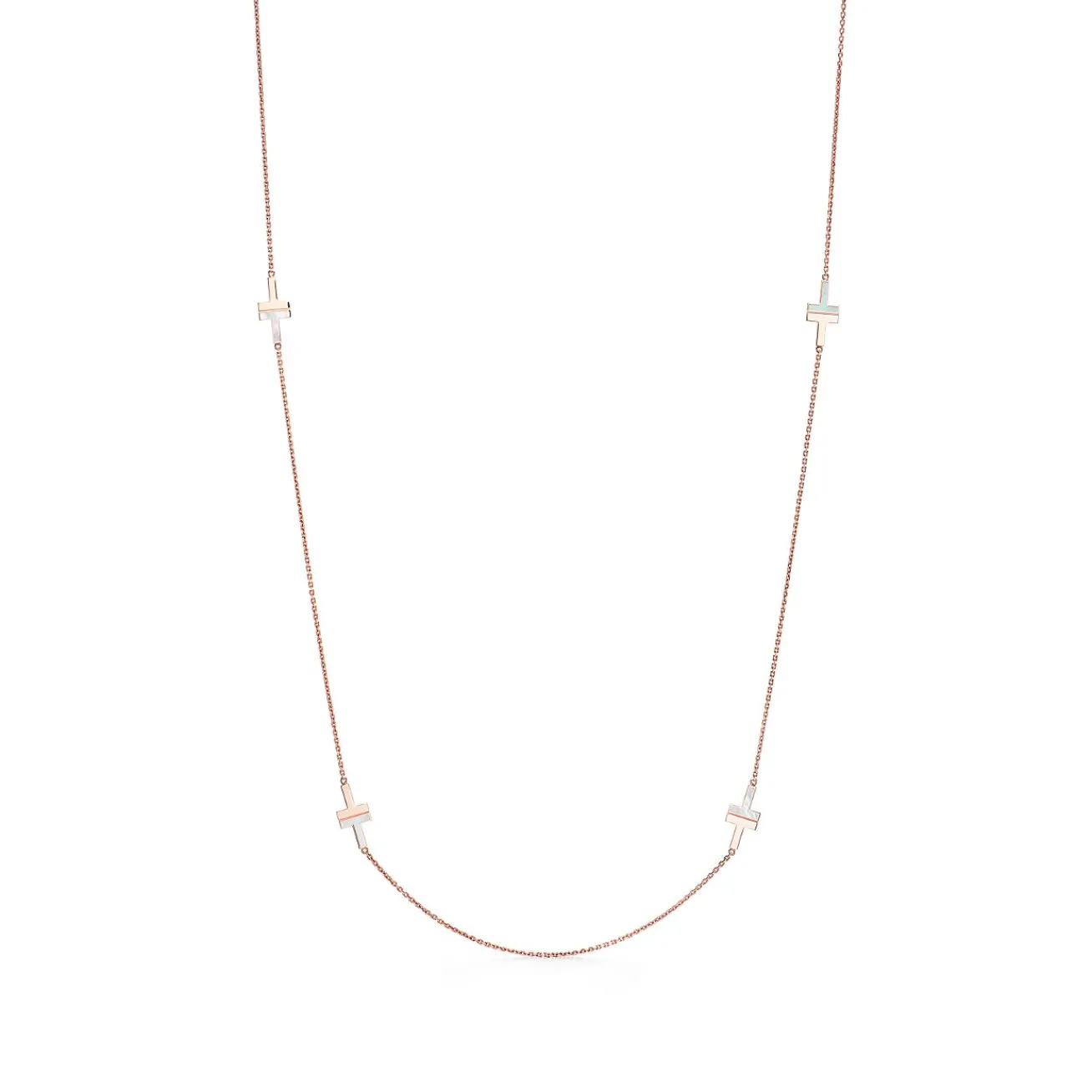 Tiffany & Co. Tiffany T mother-of-pearl station necklace in 18k rose gold. | ^ Necklaces & Pendants|Rose Gold Jewelry