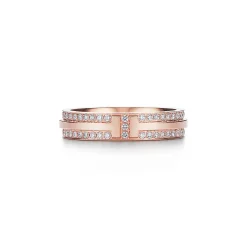 Tiffany & Co. Tiffany T narrow pavé diamond ring in 18k rose gold, 4.5 mm wide. | ^Women Rings|Men's Jewelry