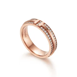 Tiffany & Co. Tiffany T narrow pavé diamond ring in 18k rose gold, 4.5 mm wide. | ^Women Rings|Men's Jewelry
