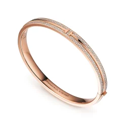 Tiffany & Co. Tiffany T pavé diamond hinged bangle in 18k rose gold, medium. | ^ Bracelets|Rose Gold Jewelry