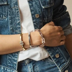 Tiffany & Co. Tiffany T pavé diamond square bracelet in 18k gold, medium. | ^ Bracelets|Men's Jewelry