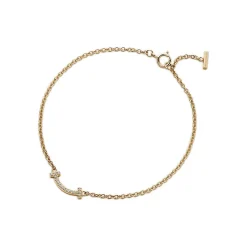 Tiffany & Co. Tiffany T smile bracelet in 18k gold with diamonds, medium. | ^ Bracelets|Gold Jewelry