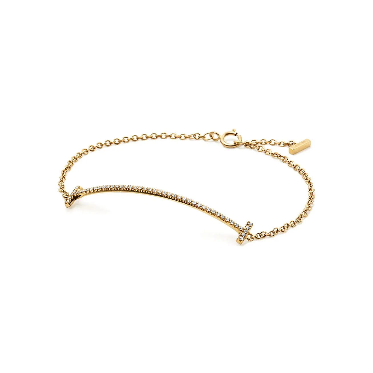 Tiffany & Co. Tiffany T Smile Bracelet in Yellow Gold with Diamonds | ^ Bracelets|Gold Jewelry
