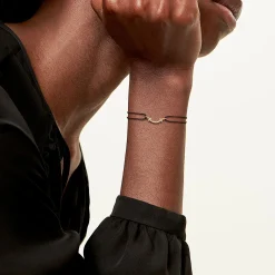 Tiffany & Co. Tiffany T Smile Bracelet in Yellow Gold on a Black Cord with Diamonds | ^ Bracelets|Gifts for Her