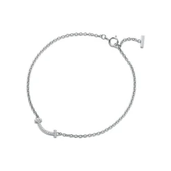 Tiffany & Co. Tiffany T smile bracelet in 18k white gold with diamonds, medium. | ^ Bracelets|Diamond Jewelry