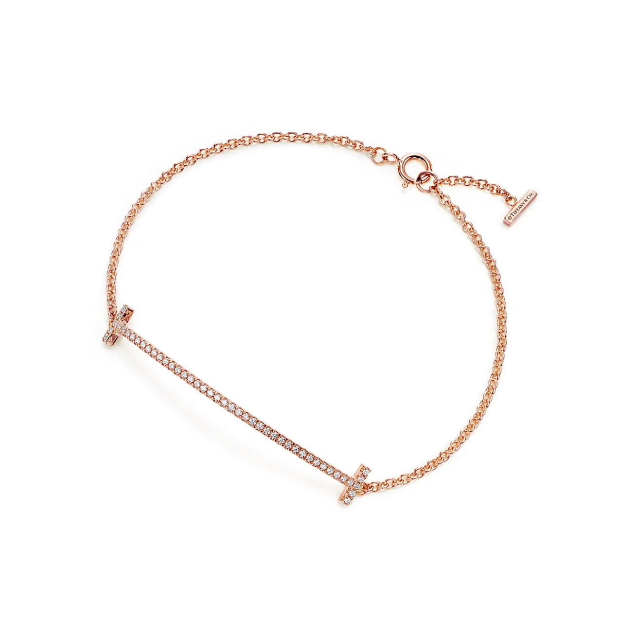 Tiffany & Co. Tiffany T Smile Bracelet in Rose Gold with Diamonds | ^ Bracelets|Rose Gold Jewelry