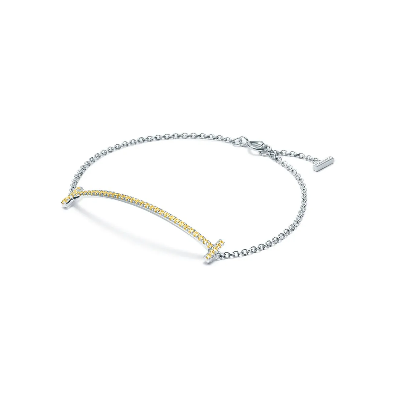 Tiffany & Co. Tiffany T Smile Chain Bracelet in White Gold with Yellow Sapphires | ^ Bracelets|Colored Gemstone Jewelry