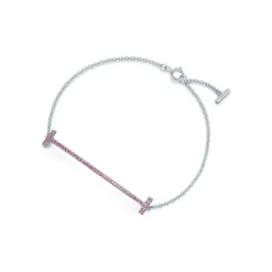 Tiffany & Co. Tiffany T Smile Chain Bracelet in White Gold with Pink Sapphires | ^ Bracelets|Colored Gemstone Jewelry