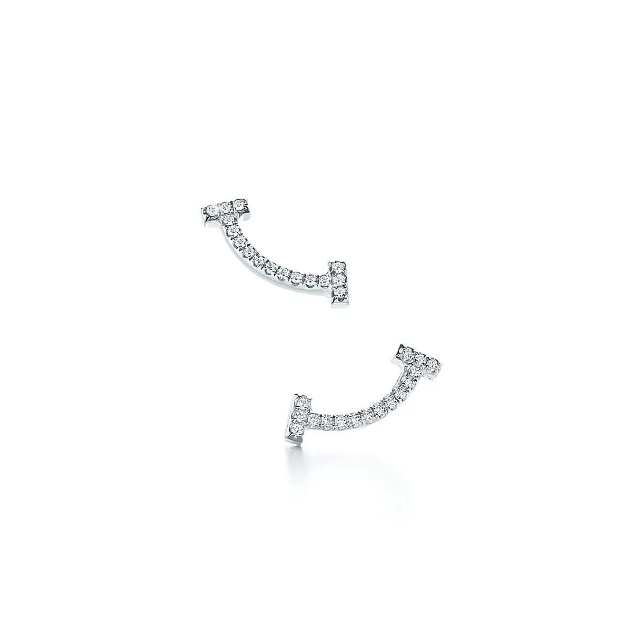 Tiffany & Co. Tiffany T smile earrings in 18k white gold with diamonds. | ^ Earrings|Gifts for Her
