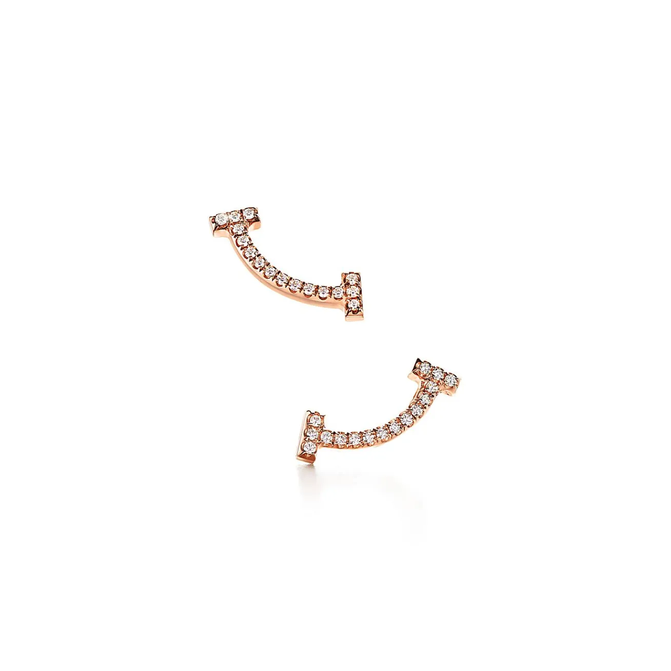 Tiffany & Co. Tiffany T smile earrings in 18k rose gold with diamonds. | ^ Earrings|Dainty Jewelry