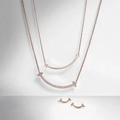 Tiffany & Co. Tiffany T smile earrings in 18k rose gold with diamonds. | ^ Earrings|Dainty Jewelry