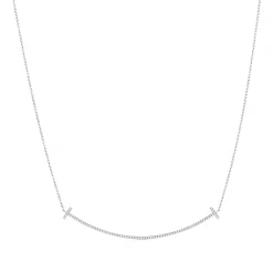 Tiffany & Co. Tiffany T Smile Pendant in White Gold with Diamonds, Large | ^ Necklaces & Pendants|Men's Jewelry