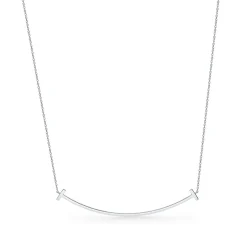 Tiffany & Co. Tiffany T Smile Pendant in White Gold with Diamonds, Large | ^ Necklaces & Pendants|Men's Jewelry