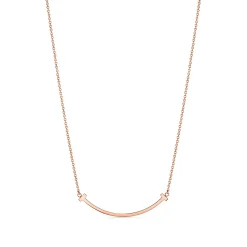 Tiffany & Co. Tiffany T Smile Pendant in Rose Gold with Diamonds, Small | ^ Necklaces & Pendants|Most Popular Jewelry