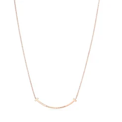 Tiffany & Co. Tiffany T Smile Pendant in Rose Gold with Diamonds, Small | ^ Necklaces & Pendants|Most Popular Jewelry