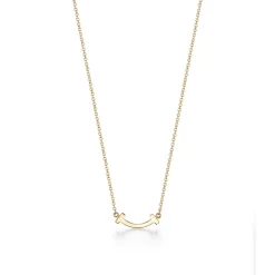 Tiffany & Co. Tiffany T smile pendant in 18k gold with diamonds, mini. | ^ Necklaces & Pendants|Gold Jewelry