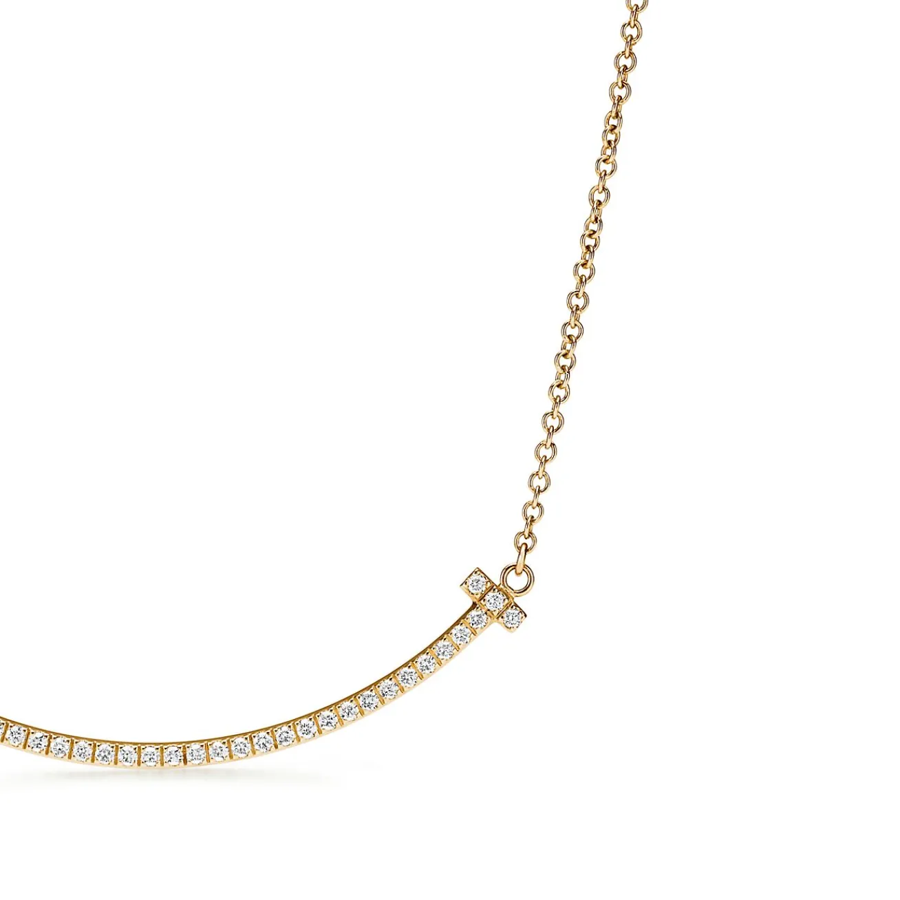 Tiffany & Co. Tiffany T Smile Pendant in Yellow Gold with Diamonds, Small | ^ Necklaces & Pendants|Gifts for Her