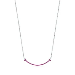 Tiffany & Co. Tiffany T smile pendant in 18k white gold with rubies, small. | ^ Necklaces & Pendants|Colored Gemstone Jewelry